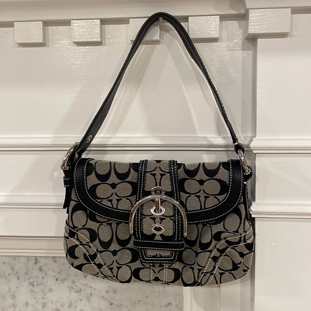 Coach black and gray logo handbag